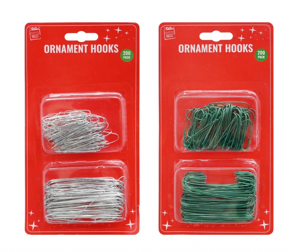 Bauble Hook 200 Pack ( Assorted Designs ) - Click Image to Close