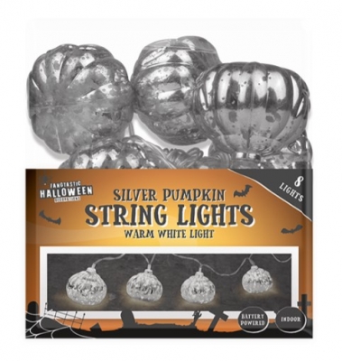 Silver Pumpkin String Lights 1.5m - Warm White
