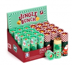 Jingle Bunch Christmas Pencil Pot with 12 Colouring Pencils