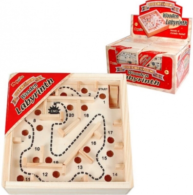 Wooden Labyrinth Maze Game 12X12cm
