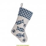 Deluxe Plush Plaid Black Check Fish Bone Stocking 40cm X 25C