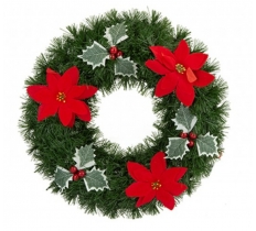 Snow White Holly/poinsettia Wreath 38cm
