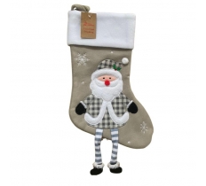 Deluxe Plush Silver Santa With Legs Christmas Stocking
