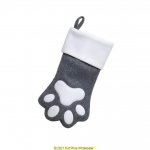 Charcoal Paw Print Christmas Stocking 40cm X 25cm