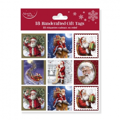 Christmas Traditional Santa Gift Tags Polybag Pack Of 18