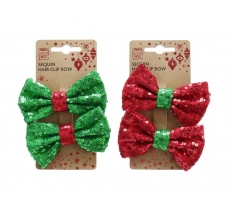 Hair Clip Sequin Bow ( Assorted Colours )