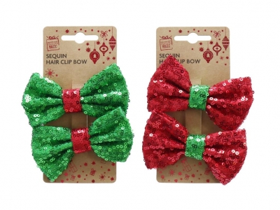 Hair Clip Sequin Bow ( Assorted Colours )