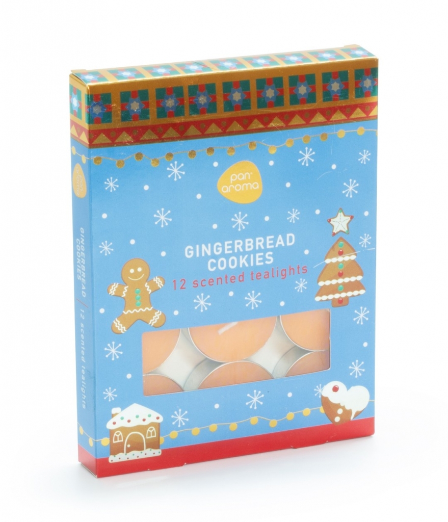 Tealights Gingerbread Cookies Sparkle 12pk - Click Image to Close