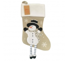 Deluxe Plush Silver Snowman With Legs Christmas Stocking
