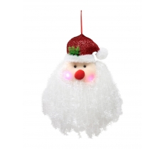 Light Up Tinsel Hanging Santa Face 50cm