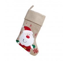 Deluxe Plush Hessian Cute Santa Stocking 40cm X 25cm