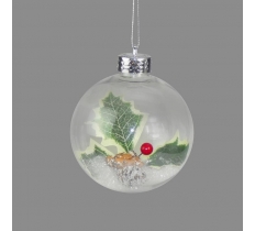 10cm Holly Cone & Snow Bauble