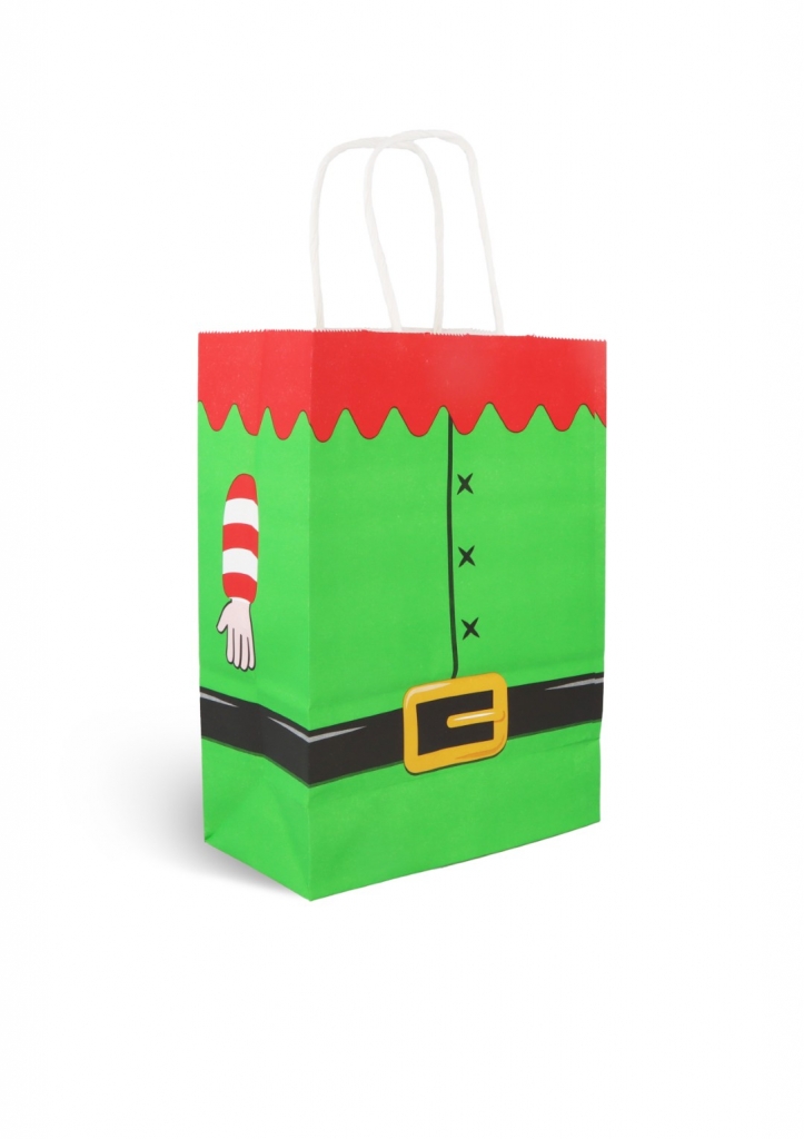 Elf Christmas Paper Bag with Handles (16 x 22 x 8cm) - Click Image to Close