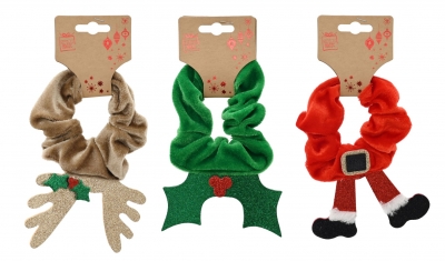 Hair Scrunchie Velvet With Glitter ( Assorted Designs )