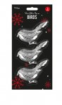 Silver Glittered Clip-On Bird Christmas Decoration - 3 Pack