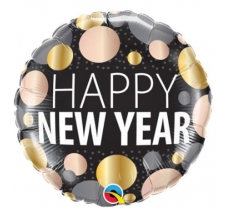 18" Round New Year Mettalic Dots Balloon
