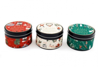 Christmas Scene Tin Candles
