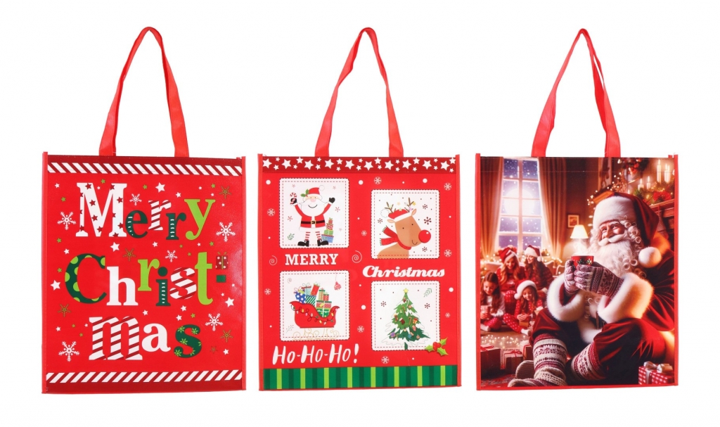 Christmas Shopper Bag Pe Shiny Small - Click Image to Close