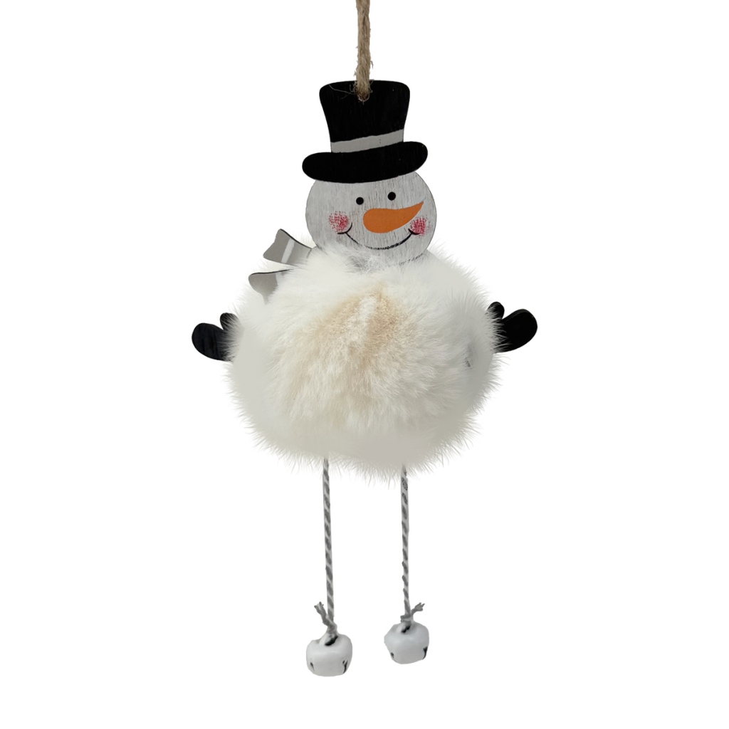 Pom Pom Snowman Bauble - Click Image to Close