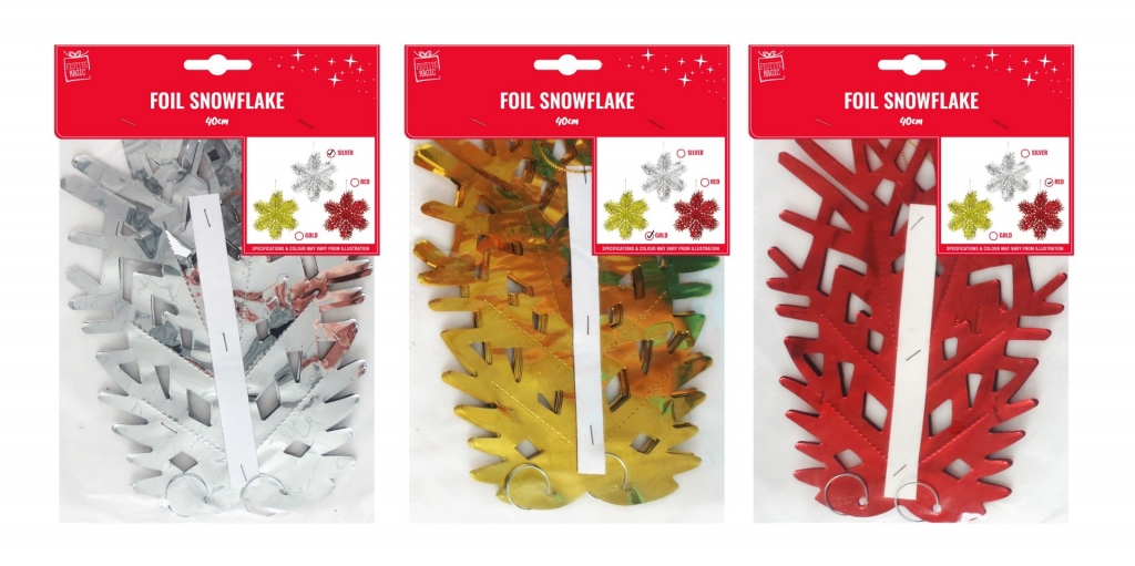 FOIL SNOWFLAKE 40CM HANGING - Click Image to Close