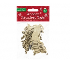 Wooden Reindeer Tags 10 Pack