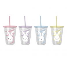 Easter Cup & Swirly Straw 650ml ( Assorted Colour )