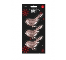 Rose Gold Glittered Clip-On Bird Decorations - 3 Pack