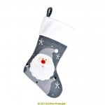 Deluxe Plush Grey Knitted Fluffy Santa Stocking 40cm X 25cm