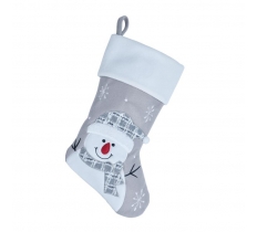 Deluxe Plush Silver Fluffy Hat Snowman Stocking 40cm X 25cm