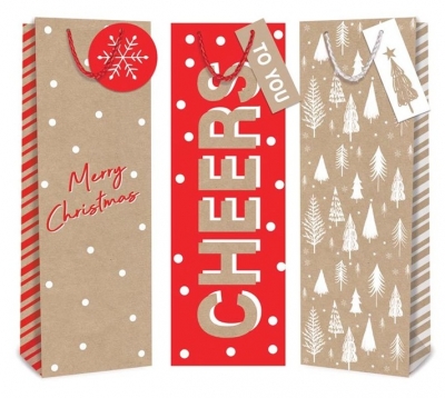 Christmas Kraft Bottle Bags