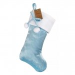 Deluxe Blue Pom Pom Stocking