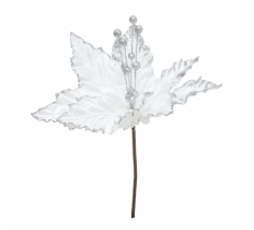 Poinsettia Velvet Glitter 22cm White
