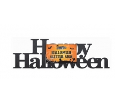 Happy Halloween Black Glitter Sign