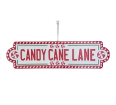 Candy Cane Lane Metal Sign 8x10cm
