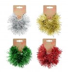 Hair Scrunchie With Tinsel Pom Pom ( Assorted Colours )