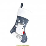 Charcoal Reindeer Christmas Stocking 40cm X 25cm