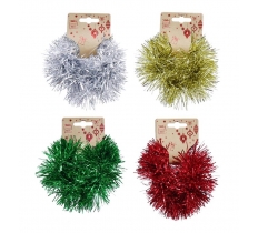 Hair Scrunchie With Tinsel Pom Pom ( Assorted Colours )