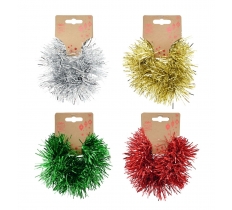 Hair Scrunchie With Tinsel Pom Pom ( Assorted Colours )