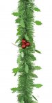 GREEN HOLLY TINSEL 2m WITH BERRY BAUBLES