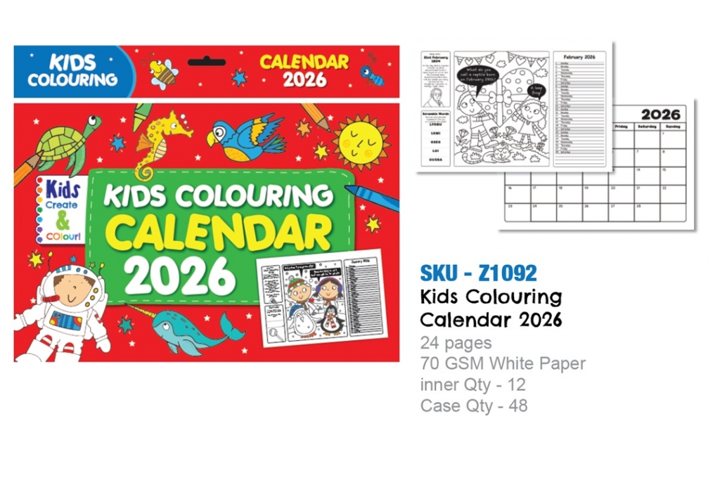 *** OFFER *** Kids Colour Your Own 2026 Calendar - Click Image to Close