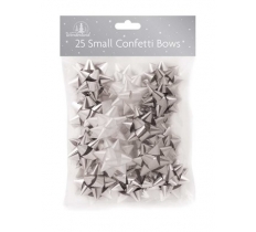 Christmas Bows 25 Small Confetti, Silver & White