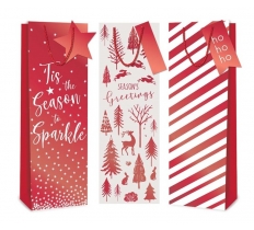 Christmas Red Foil Bottle Bags