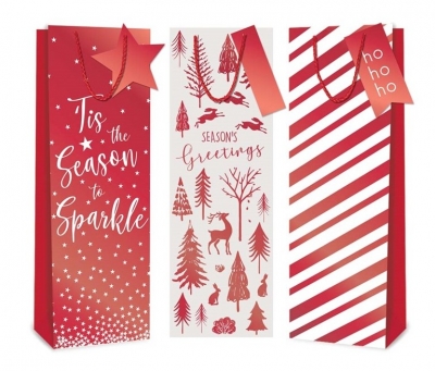 Christmas Red Foil Bottle Bags
