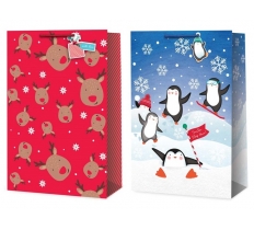 Christmas Gift Bag XMAS Kids Penguin/Reindeer Super Jumbo