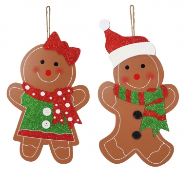 Christmas Hanging Gingerbread Mdf Assorted Designs