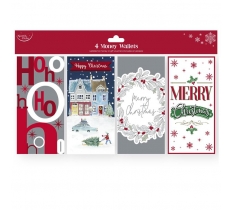 Christmas Contemp Money Wallet Polybag Pack Of 4