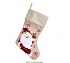 Deluxe Plush Hessian Santa Stocking 40cm X 25cm