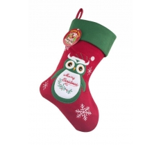 Deluxe Plush Owl Christmas Stocking 40cm X 25cm