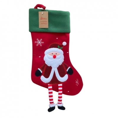 Deluxe Plush Red Santa With Legs Christmas Stocking