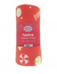 Candy Cane Festive Design Fleece Blanket Throws 120x150cm